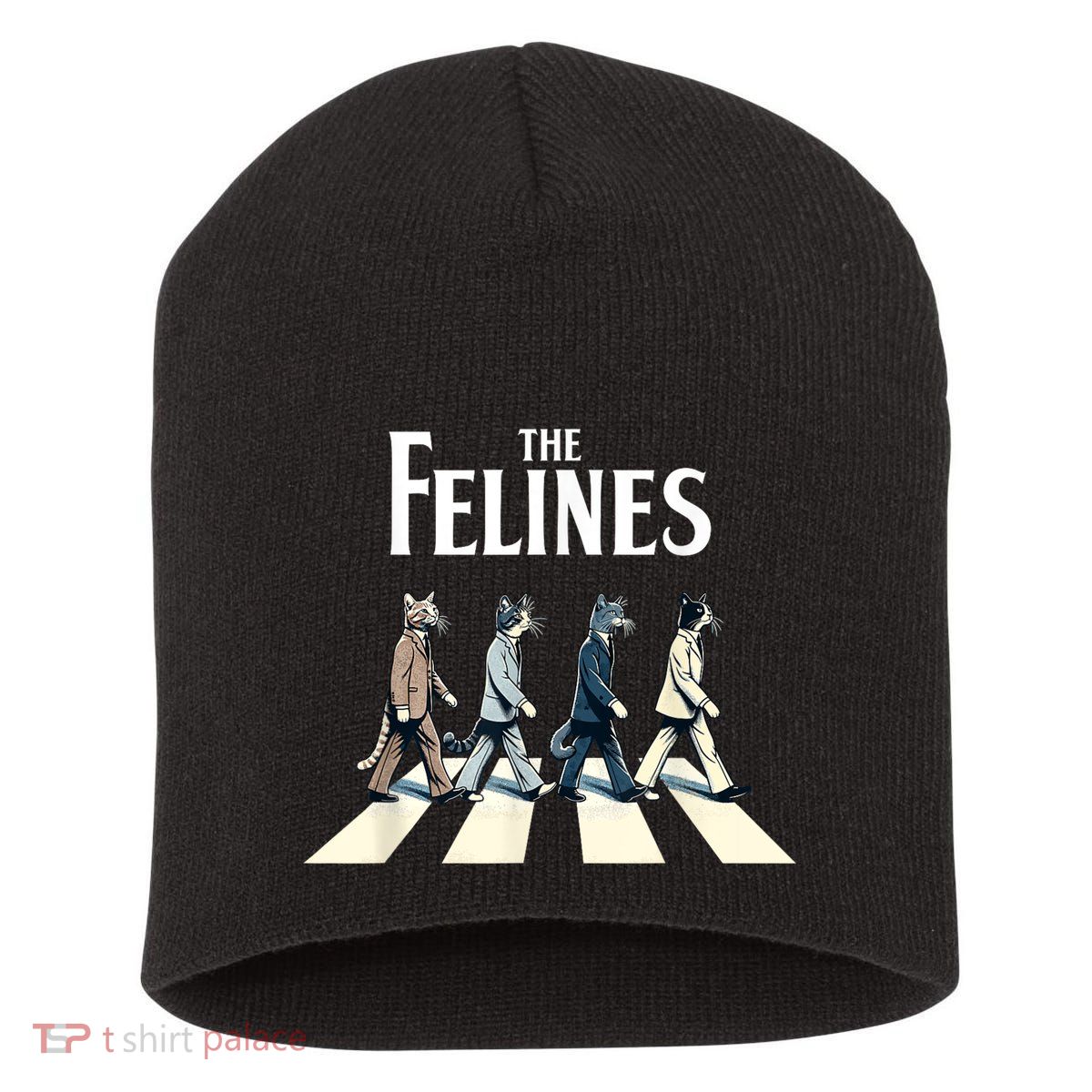 Felines Retro Cat Rock Music Gift Funny Cat Short Acrylic Beanie