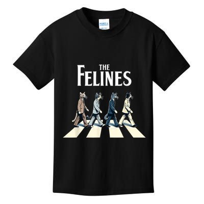 Felines Retro Cat Rock Music Gift Funny Cat Kids T-Shirt