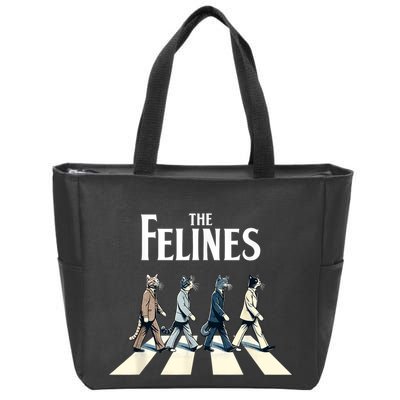 Felines Retro Cat Rock Music Gift Funny Cat Zip Tote Bag