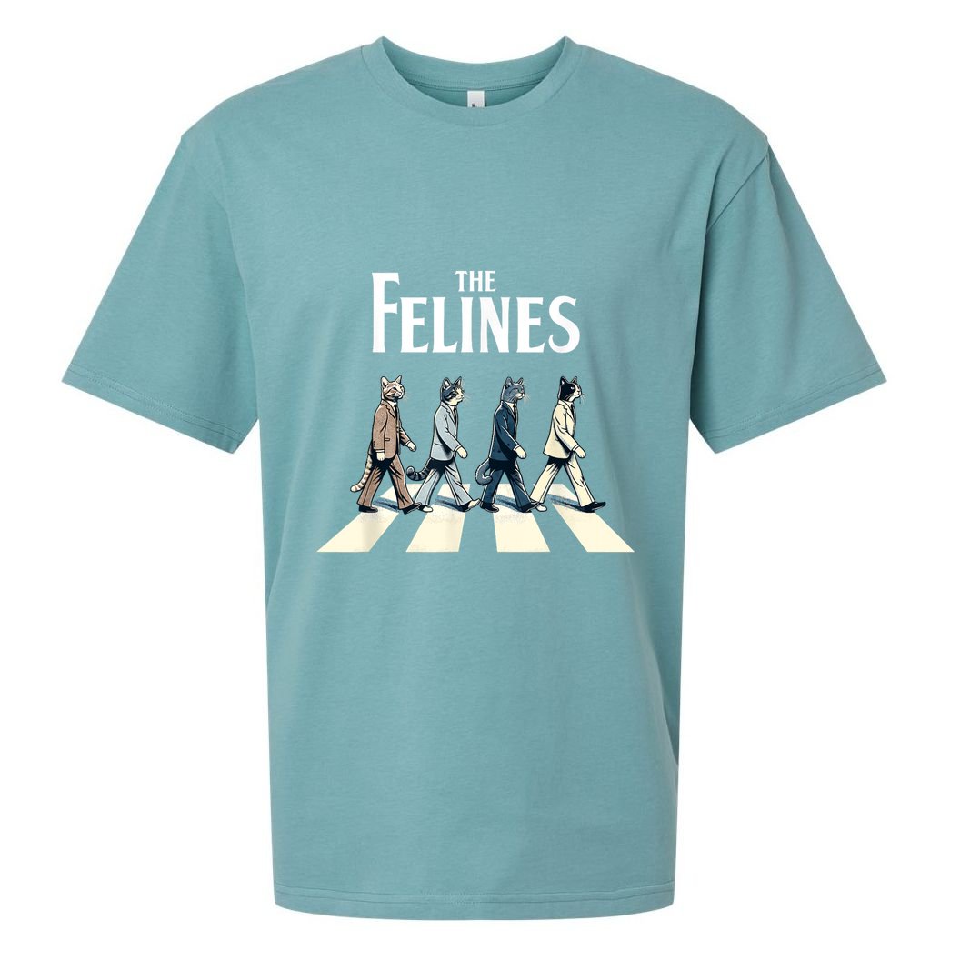 Felines Retro Cat Rock Music Gift Funny Cat Sueded Cloud Jersey T-Shirt