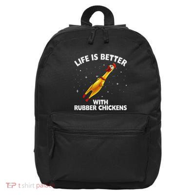 Funny Rubber Chicken Design For Women Chicken Toy Lovers 16 in Basic Backpack