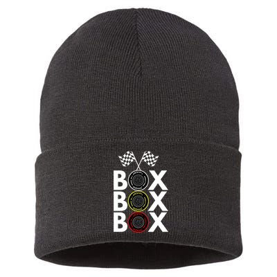 Formula Racing Car Box Box Box Radio Call To PitBox Car Race Formula Racing Sustainable Knit Beanie