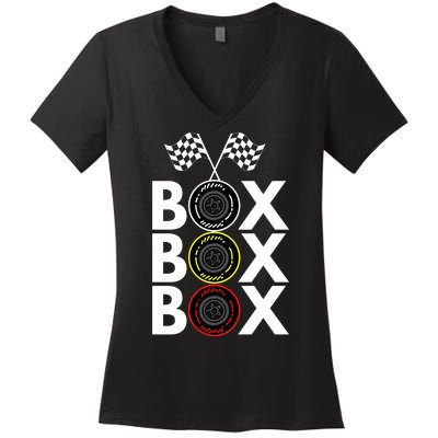 Formula Racing Car Box Box Box Radio Call To PitBox Car Race Formula Racing Women's V-Neck T-Shirt