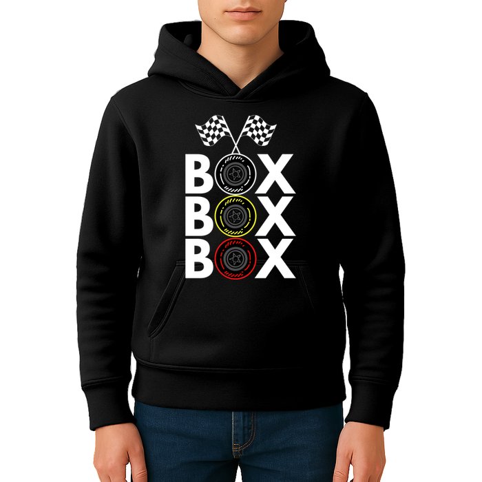 Formula Racing Car Box Box Box Radio Call To PitBox Car Race Formula Racing Kids Hoodie