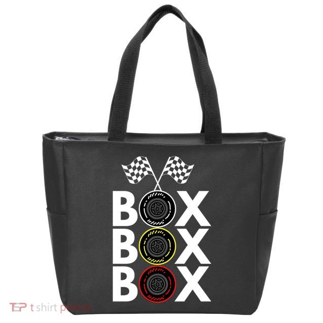 Formula Racing Car Box Box Box Radio Call To PitBox Car Race Formula Racing Zip Tote Bag