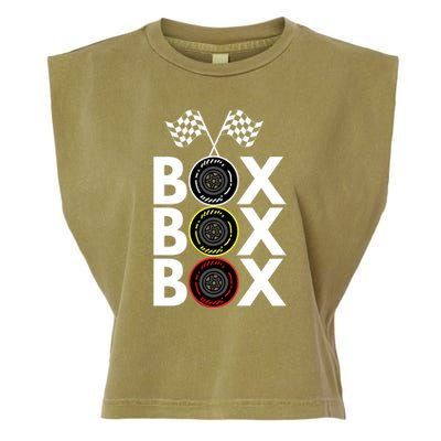 Formula Racing Car Box Box Box Radio Call To PitBox Car Race Formula Racing Garment-Dyed Women's Muscle Tee