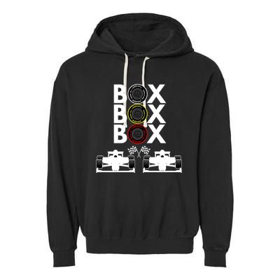 Formula Racing Car Box Box Box Formula Racing Radio Call To PitBox Car Race Garment-Dyed Fleece Hoodie