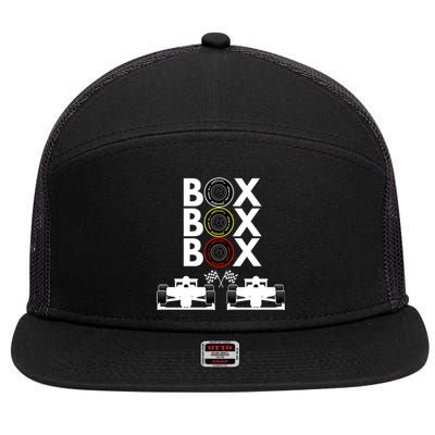 Formula Racing Car Box Box Box Formula Racing Radio Call To PitBox Car Race 7 Panel Mesh Trucker Snapback Hat