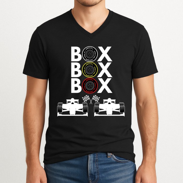 Formula Racing Car Box Box Box Formula Racing Radio Call To PitBox Car Race V-Neck T-Shirt