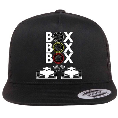 Formula Racing Car Box Box Box Formula Racing Radio Call To PitBox Car Race Flat Bill Trucker Hat