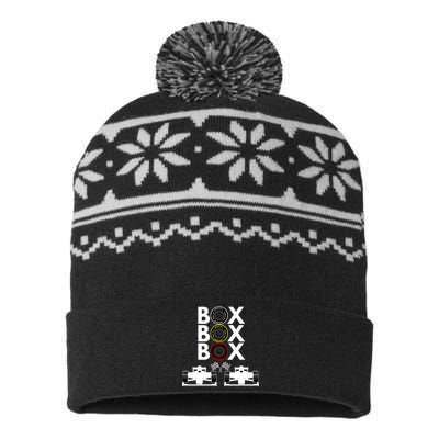 Formula Racing Car Box Box Box Formula Racing Radio Call To PitBox Car Race USA-Made Snowflake Beanie