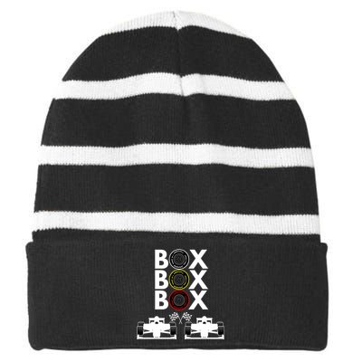 Formula Racing Car Box Box Box Formula Racing Radio Call To PitBox Car Race Striped Beanie with Solid Band