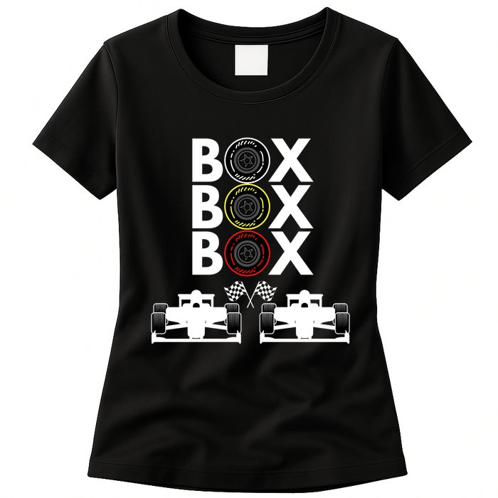 Formula Racing Car Box Box Box Formula Racing Radio Call To PitBox Car Race Womens T-Shirt