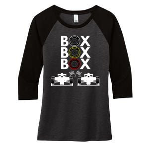 Formula Racing Car Box Box Box Formula Racing Radio Call To PitBox Car Race Women's Tri-Blend 3/4-Sleeve Raglan Shirt