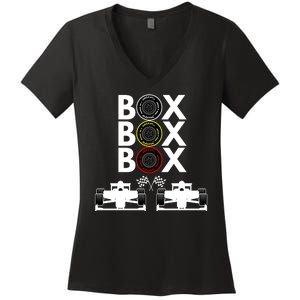 Formula Racing Car Box Box Box Formula Racing Radio Call To PitBox Car Race Women's V-Neck T-Shirt