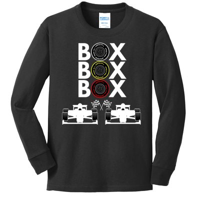 Formula Racing Car Box Box Box Formula Racing Radio Call To PitBox Car Race Kids Long Sleeve Shirt