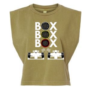 Formula Racing Car Box Box Box Formula Racing Radio Call To PitBox Car Race Garment-Dyed Women's Muscle Tee