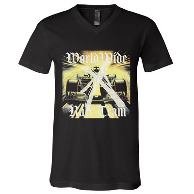 Formula Race Car Single Seat Fast Circuit Bahrain 1 Champion V-Neck T-Shirt