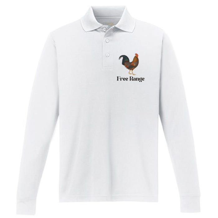 Free Range Chicken Farm Animal Performance Long Sleeve Polo