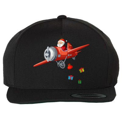 Funny Retro Christmas Santa Claus Riding A Airplane Costume Great Gift Wool Snapback Cap