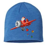 Funny Retro Christmas Santa Claus Riding A Airplane Costume Great Gift Sustainable Beanie