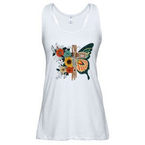 Faith Retro Cross Butterfly Religious Gifts Christian Ladies Essential Flowy Tank