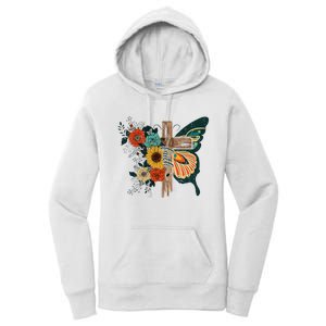 Faith Retro Cross Butterfly Religious Gifts Christian Women's Pullover Hoodie