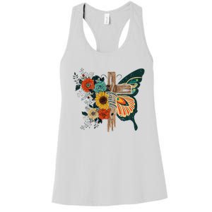 Faith Retro Cross Butterfly Religious Gifts Christian Women's Racerback Tank