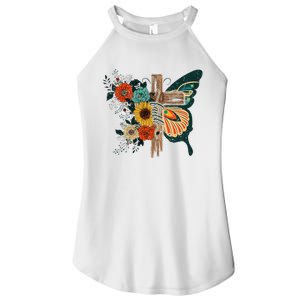 Faith Retro Cross Butterfly Religious Gifts Christian Women's Perfect Tri Rocker Tank