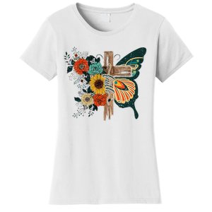 Faith Retro Cross Butterfly Religious Gifts Christian Women's T-Shirt