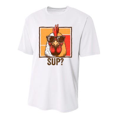 Funny Rooster Chicken Lover Animal Cool Chicken Wearing Sunglasses Funny Farmer Youth Performance Sprint T-Shirt