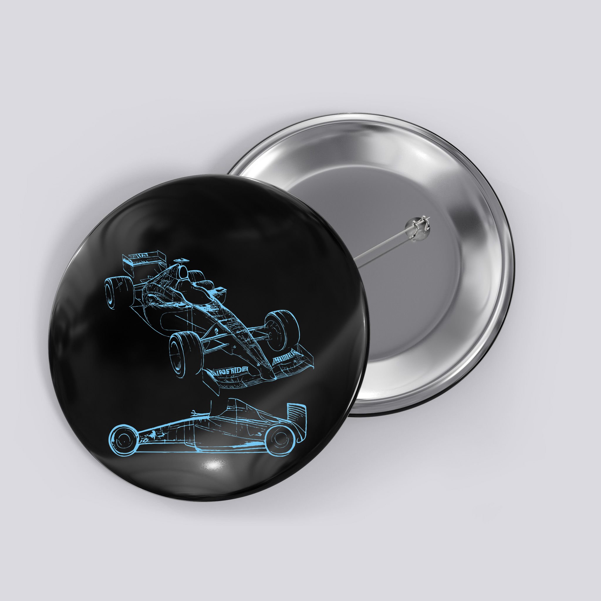 Formula Racing Car Silhouette Mechanic Car Guys Button