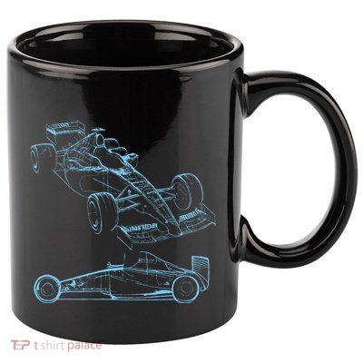 Formula Racing Car Silhouette Mechanic Car Guys 11oz C Handle Ceramic Mug