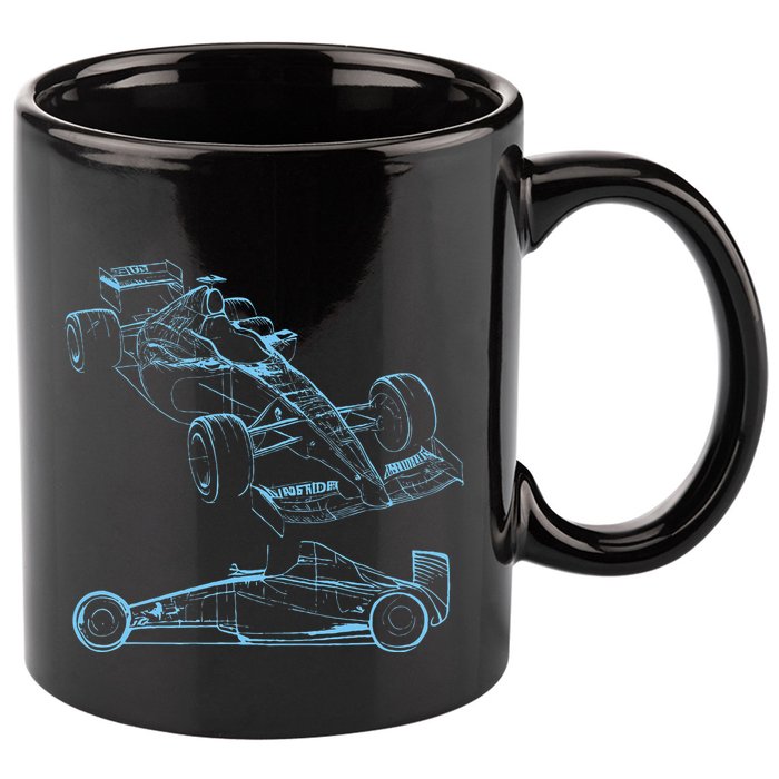 Formula Racing Car Silhouette Mechanic Car Guys 11oz C Handle Ceramic Mug