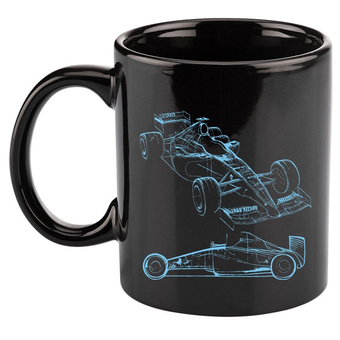 Formula Racing Car Silhouette Mechanic Car Guys 11oz C Handle Ceramic Mug