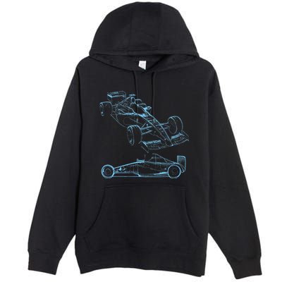 Formula Racing Car Silhouette Mechanic Car Guys Premium Pullover Hoodie