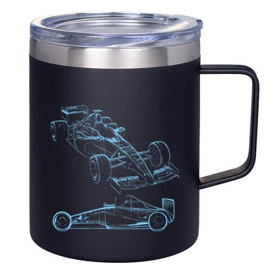 Formula Racing Car Silhouette Mechanic Car Guys 12oz Stainless Steel Coffee Mug