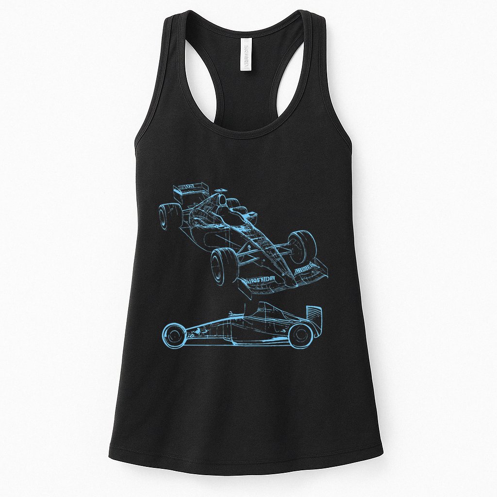 Formula Racing Car Silhouette Mechanic Car Guys Womens Tank Top