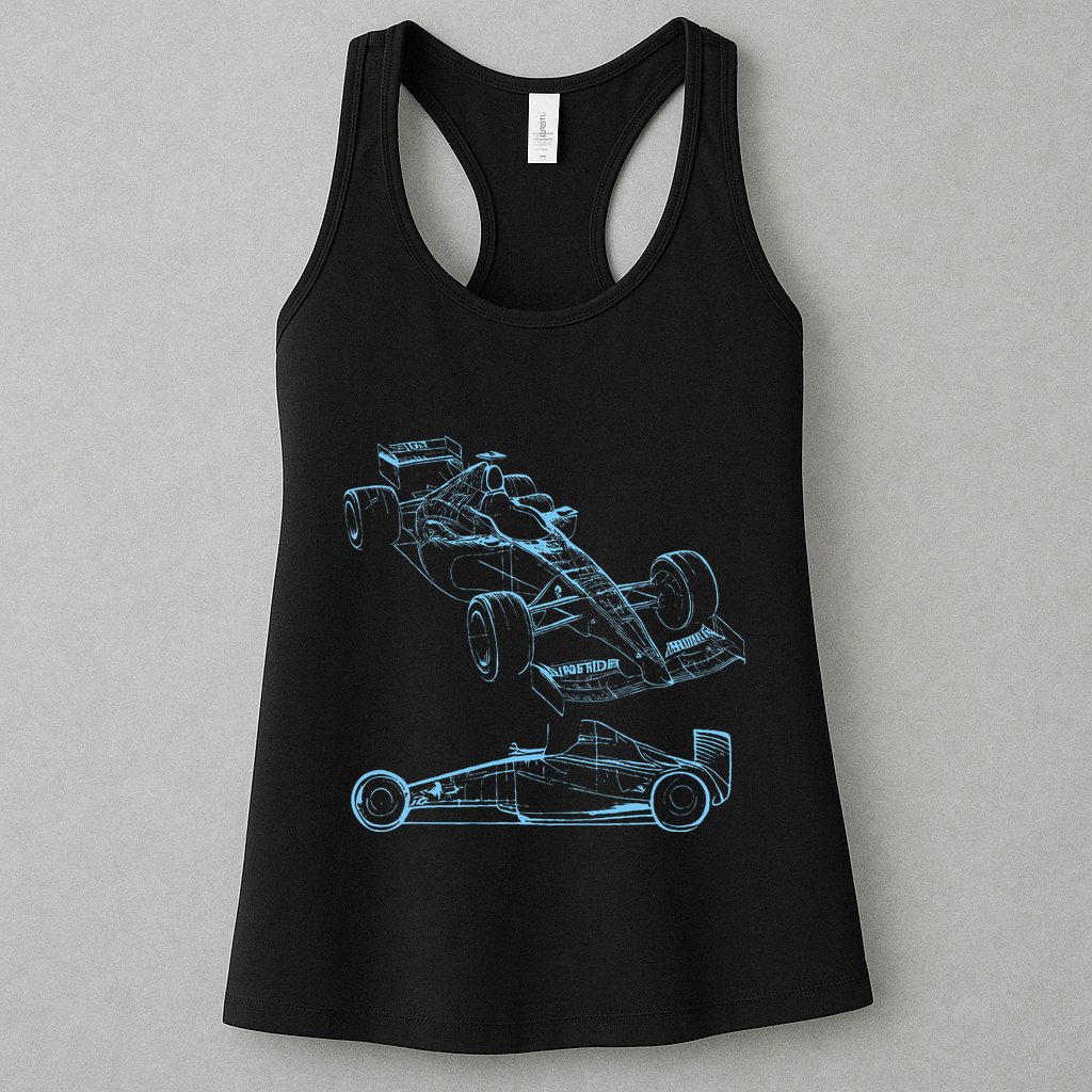 Formula Racing Car Silhouette Mechanic Car Guys Womens Tank Top