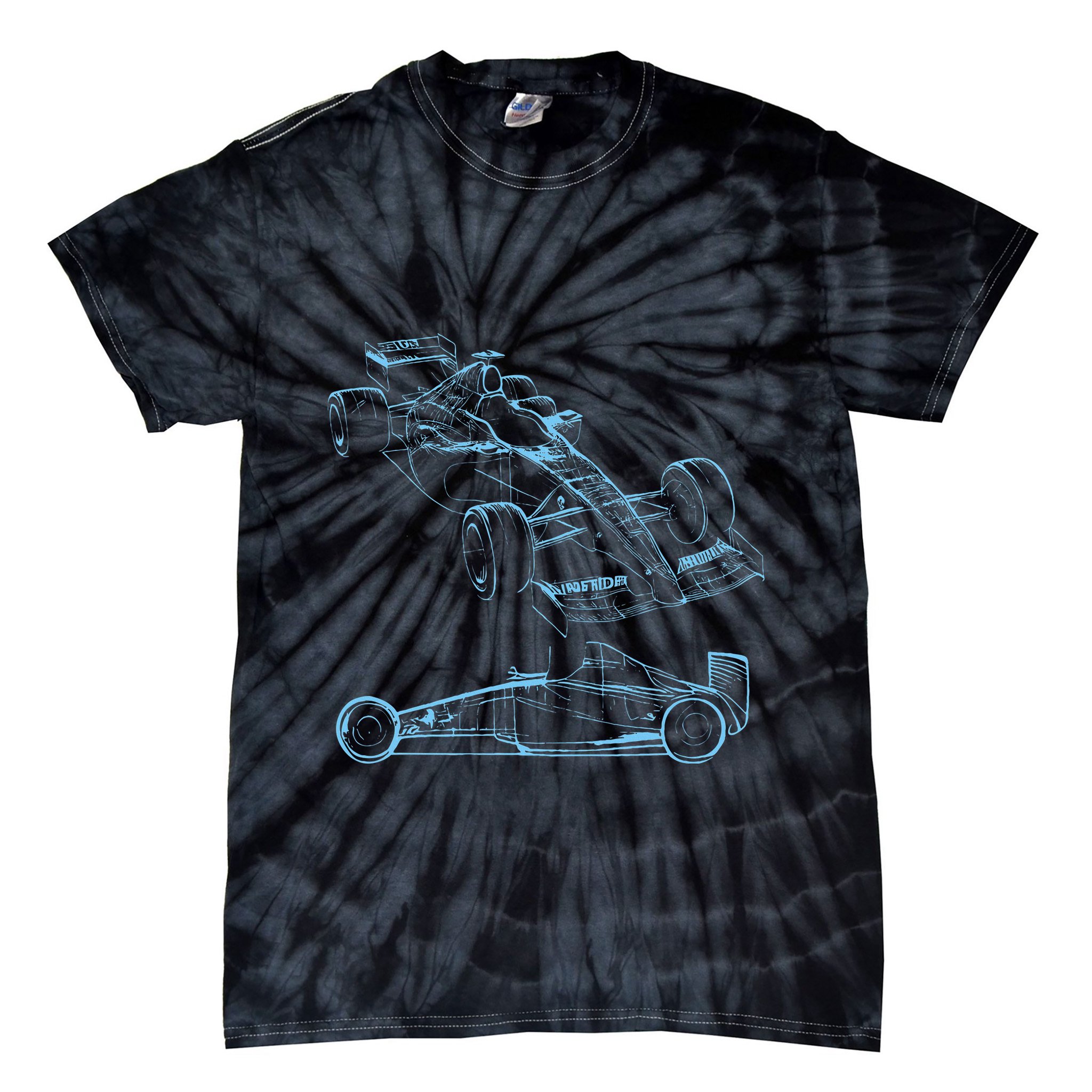 Formula Racing Car Silhouette Mechanic Car Guys Tie-Dye T-Shirt