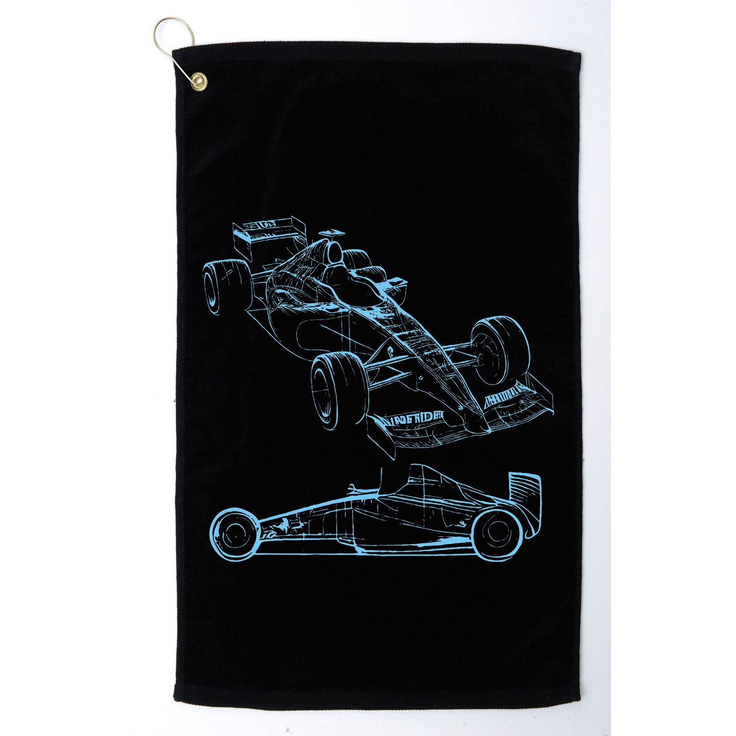Formula Racing Car Silhouette Mechanic Car Guys Golf Towel