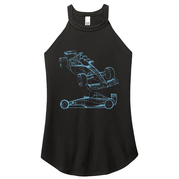 Formula Racing Car Silhouette Mechanic Car Guys Women's Perfect Tri Rocker Tank