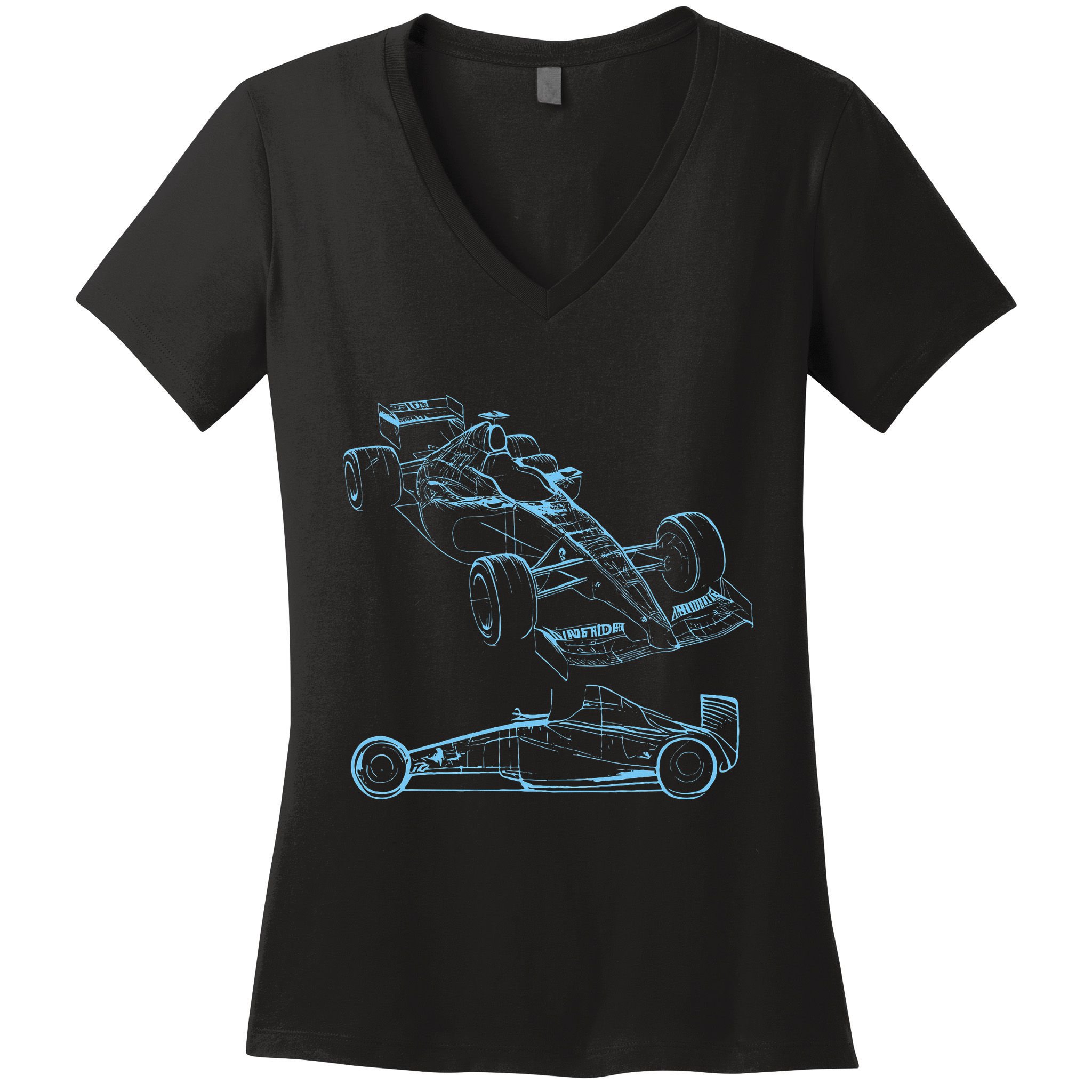 Formula Racing Car Silhouette Mechanic Car Guys Women's V-Neck T-Shirt