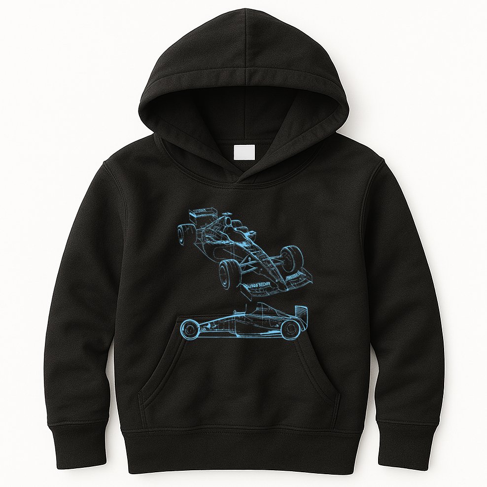 Formula Racing Car Silhouette Mechanic Car Guys Kids Hoodie