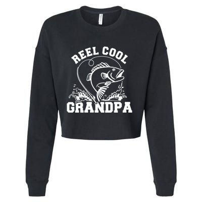 Fishing Reel cool grandpa Cropped Pullover Crew