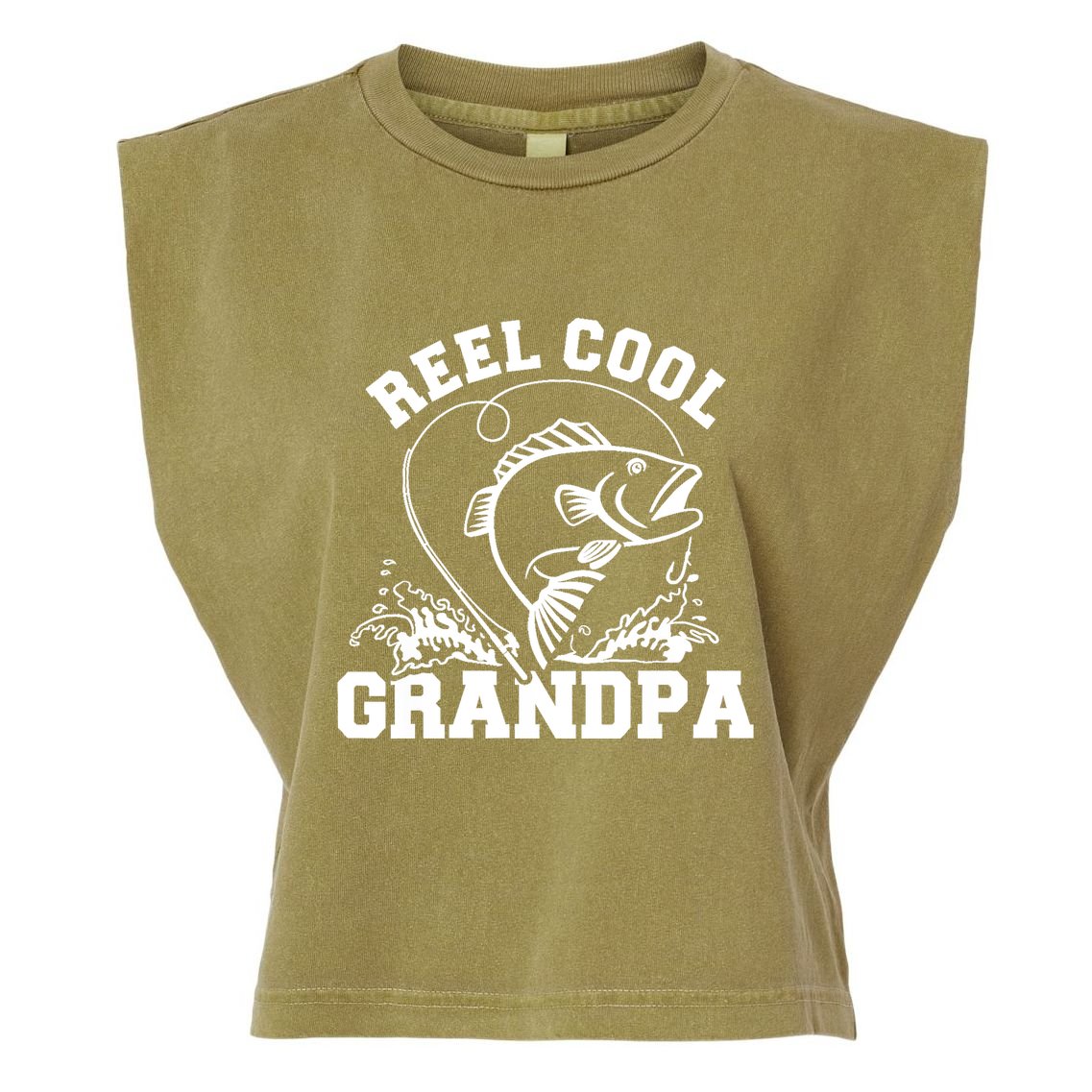 Fishing Reel cool grandpa Garment-Dyed Women's Muscle Tee