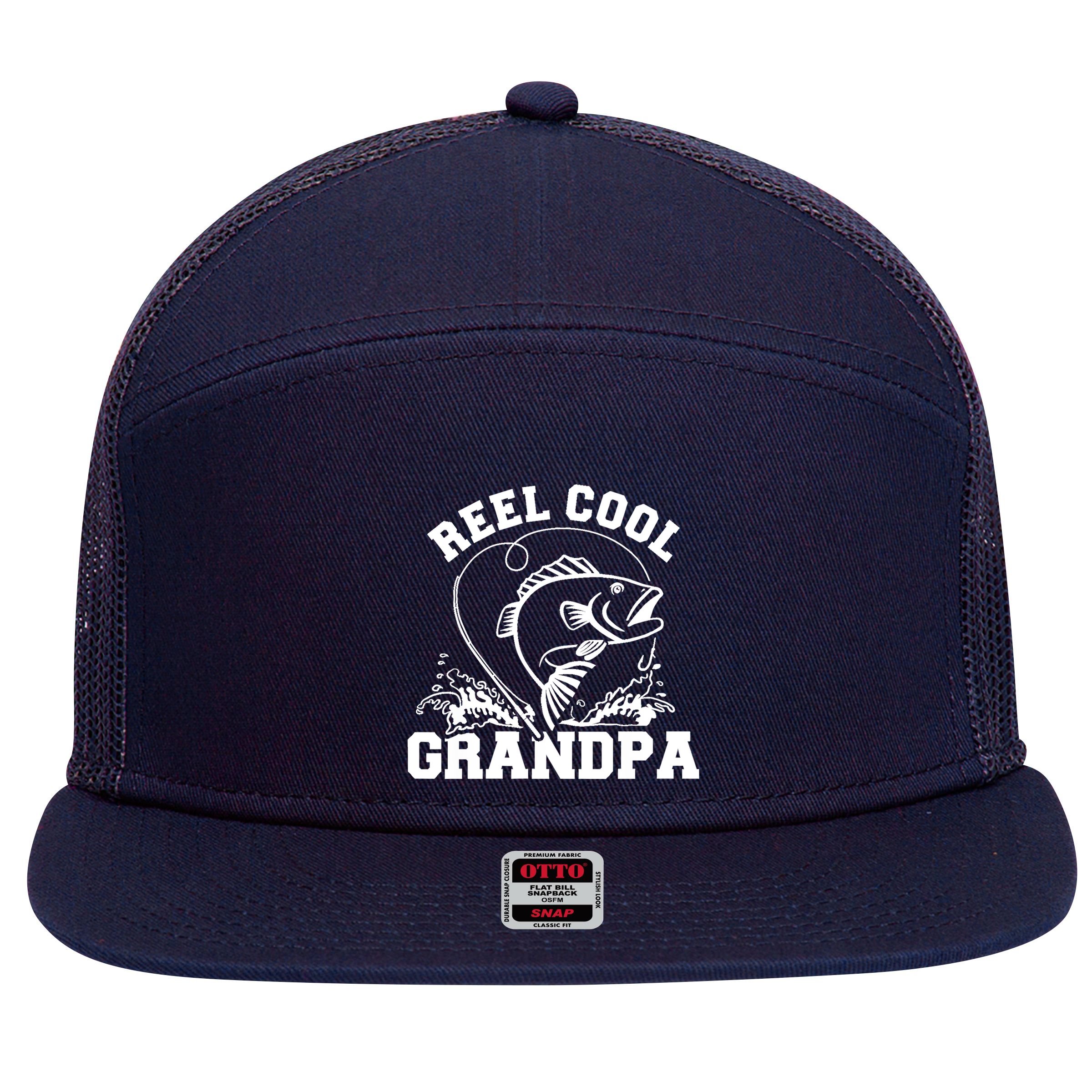 Fishing Reel cool grandpa 7 Panel Mesh Trucker Snapback Hat