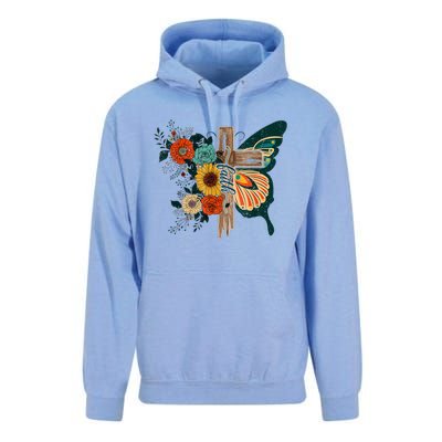 Faith Retro Cross Butterfly Religious Gifts Christian Women Unisex Surf Hoodie