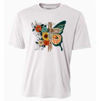 Faith Retro Cross Butterfly Religious Gifts Christian Women Cooling Performance Crew T-Shirt