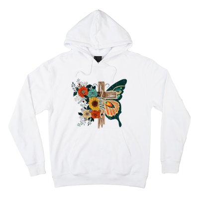 Faith Retro Cross Butterfly Religious Gifts Christian Women Hoodie